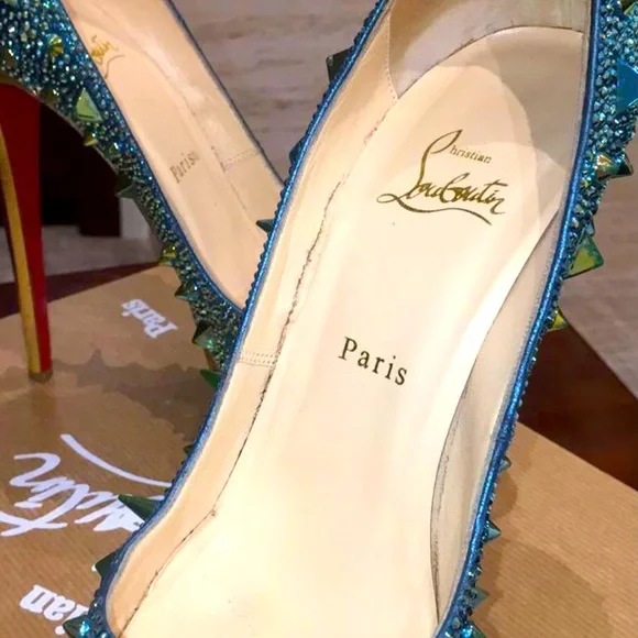 Christian Louboutin Very Mix 150mm Pot Pourri Aqua size 39. - Picture 4 of 12